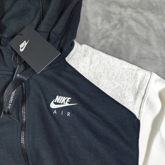 Nike Sportswear Air Hoodie Womens Small Black White Full Zip Sweatshirt New - Picture 4 of 12